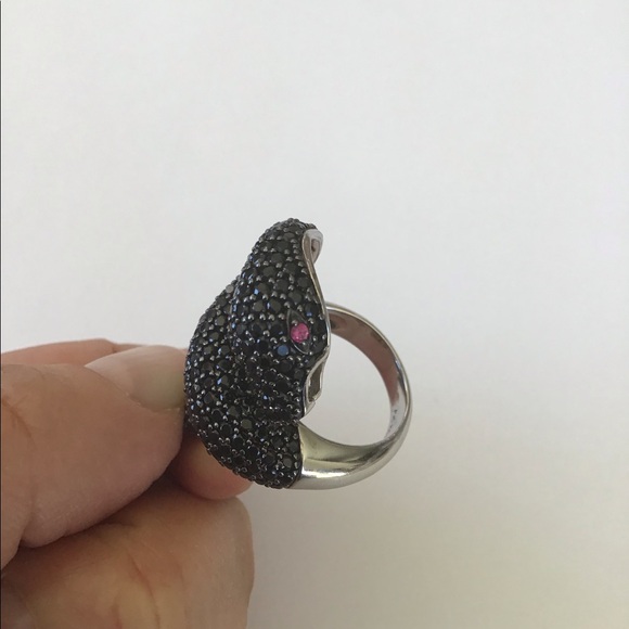 Carol Brodie Black Spinel Ruby Eye Snake Ring 8 - Picture 3 of 11